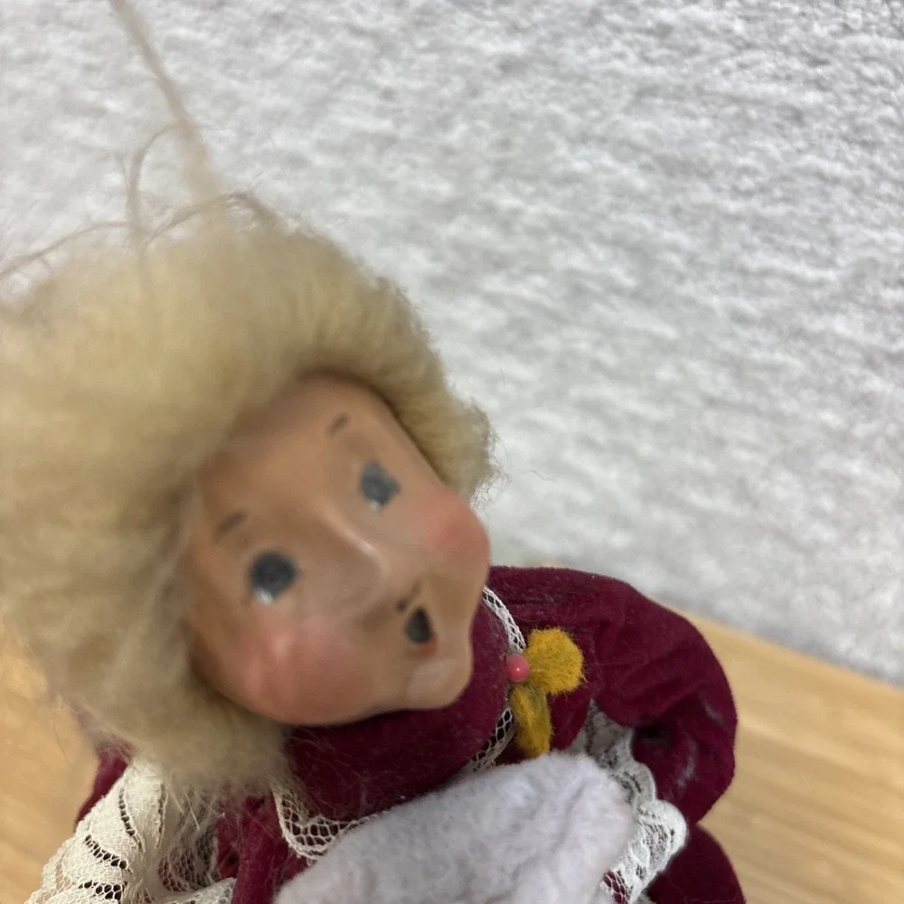 Byers Choice Christmas Carolers Girl On Rocking Horse W/ Teddy Bear Figurine VTG